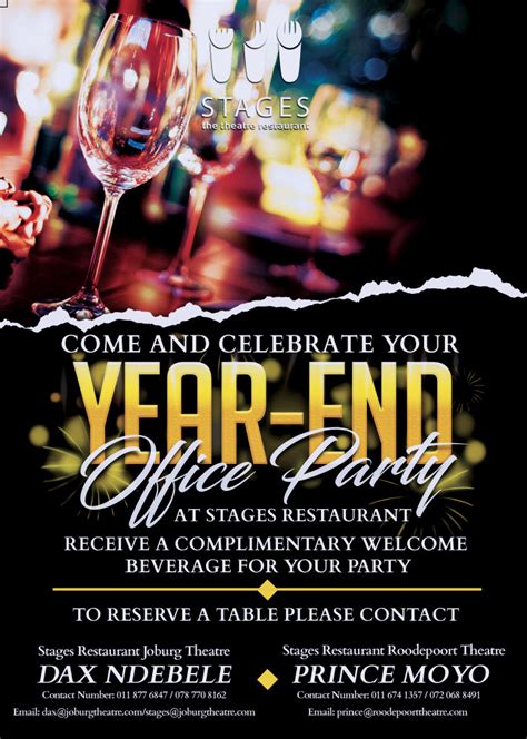 End of the year school party flyer desigen style information or anything related. stages year-end 2018 - Joburg Theatre