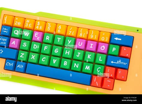 kids learning colorful keyboard isolated on a white background Stock