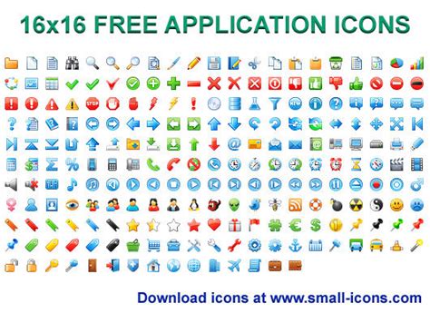 16x16 Free Application Icons 20101 Impressing Free Set Of