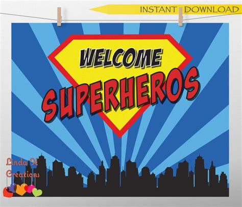Superhero Party Welcome Sign Instant Download Ready To Print Welcome