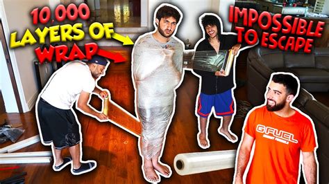 10 000 layers of saran wrap escape challenge youtube