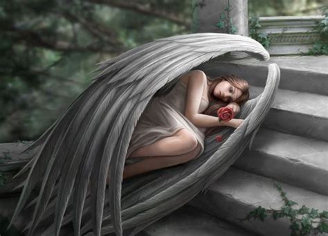 having wings and laying down looks pretty uncomfortable fantasy art angel ninjeando la red