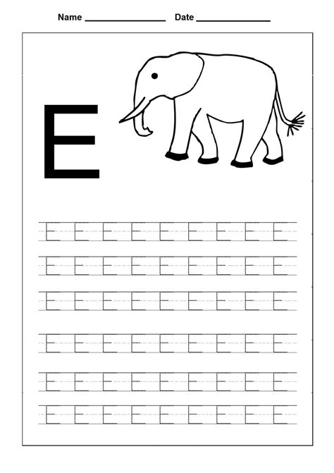 E Tracing Worksheet