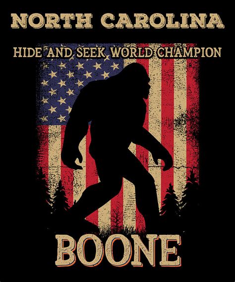 North Carolina Boone Bigfoot Usa Flag Sasquatch Lovers Digital Art By