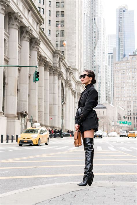 Spring Trends Boyfriend Blazer And Slouchy Boots High Knee Boots