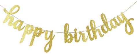 Happy Birthday Gold Glitter Banner For Birthday Party 1st Birthday