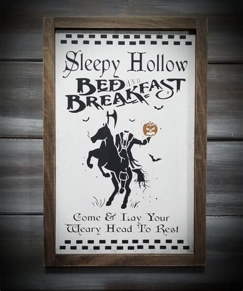 Sleepy Hollow Bed And Breakfast Halloween Sign Spooky Sign Etsy
