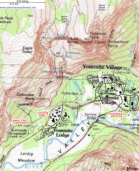 Yosemite National Park Waterfalls Map