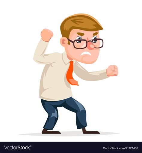 Mad Angry Businessman Guy Character Icon Cartoon Vector Image