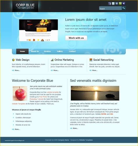 Basic Html Website Templates Free Download Of Corporate Blue Free