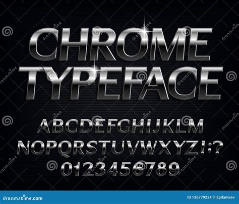 Chrome Alphabet Font Metallic Effect Shiny Letters And Numbers Stock