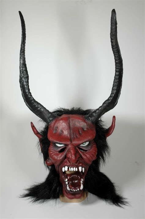 Krampus Maske mit lange Hörner aus Gummi Teufel Horrormasken