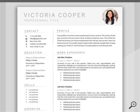 Professional Resume Template Word Cv Template Professional Etsy India