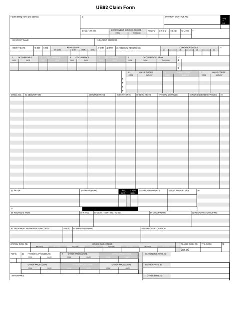 Ub 92 Form Fill Online Printable Fillable Blank