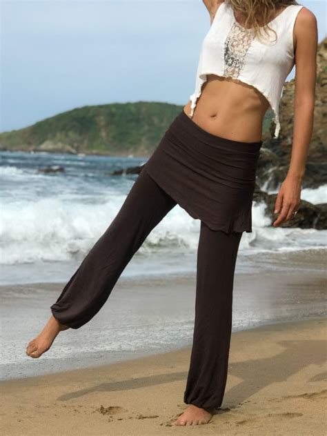 Yoga Skirt Pants Brown Yoga Pants Skirted Pants Hoop Pants Kundalini Elvish Pants Wide Leg