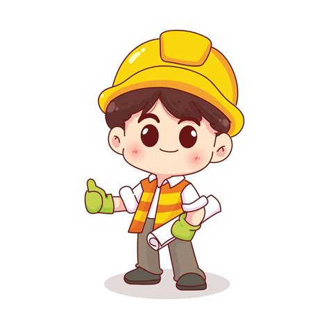 Engineer Worker Or Construction Worker Foreman Character Hand Drawn