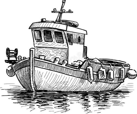 Greek Fishing Boat Vector Drawing Of The Old Greek Fishing Boat