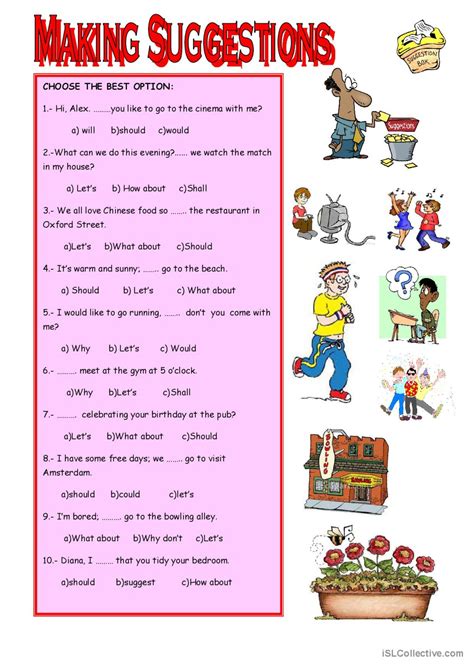 Making Suggestions English Esl Worksheets Pdf And Doc