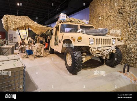 An Hmmwv Humvee Vehicle Part Of An Encampment During Desert Storm At