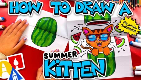 How To Draw A Summer Kitten In A Watermelon Art For Kids Hub