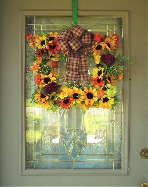 Square Fall Sunflower Wreath For Front Door Sunflower Wreath Square