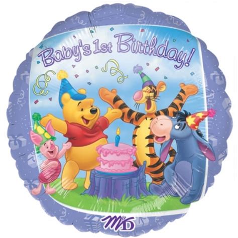 18 Pooh And Friends Babys 1st B Day Mylar Foil Balloon Balloon