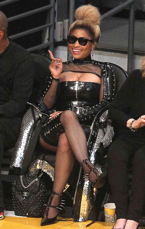 Nicki Minaj In Black Latex Bodysuit And Spiked Knife Pumps