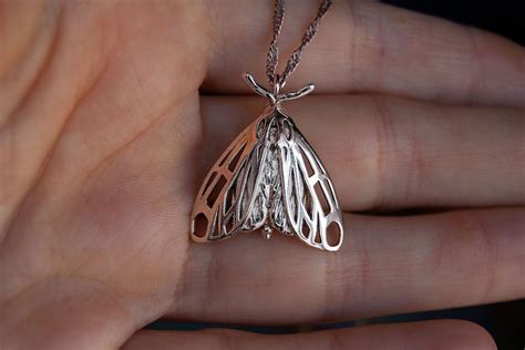 Sterling Silver Moth Pendant Moth Necklace Butterfly Etsy