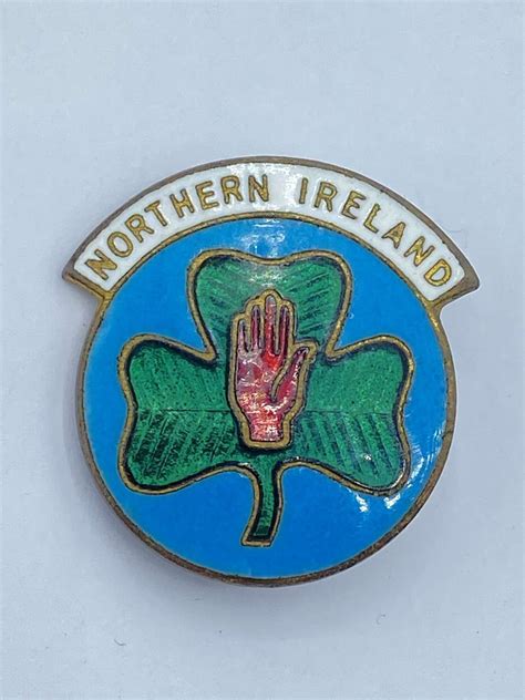 Vintage 1950s Northern Ireland Red Hand Of Ulster Enamel Badge By H Mi
