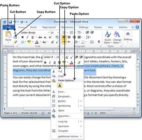 copy and paste in word 2010 tutorialspoint