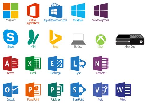 Microsoft Software Apps Icon Set Xbox Xbox One Word Windows Phone Software Apps
