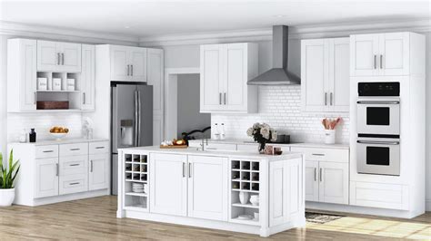 shaker pantry cabinets in white kitchen the home depot