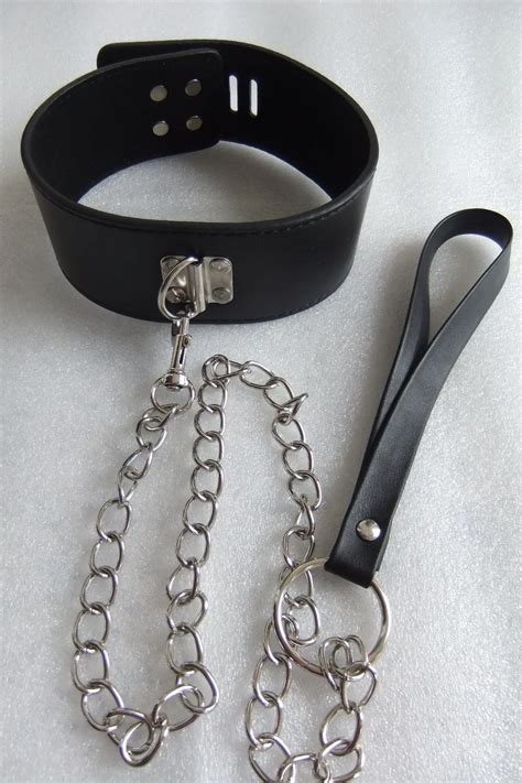 sexy en cuir bondage collier cervical cou anneau avec chaîne en métal collier de sexe adulte