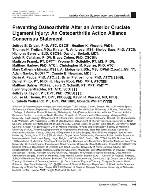 Pdf Preventing Osteoarthritis After An Anterior Cruciate Ligament