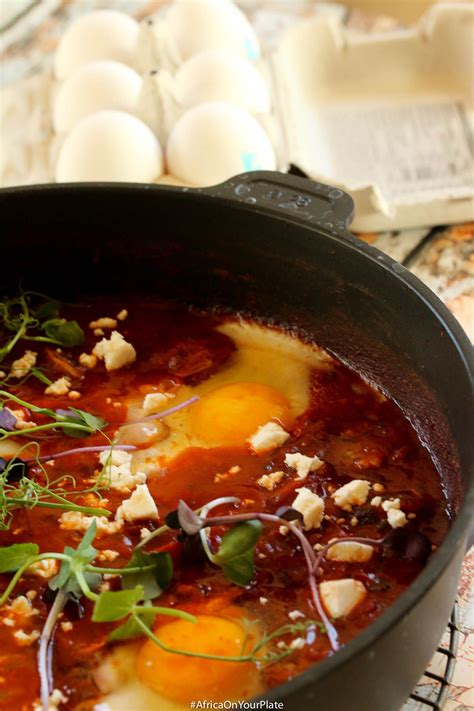 Tunisian Shakshuka Eggs Gently Poached In A Harissa Spiced And Herby