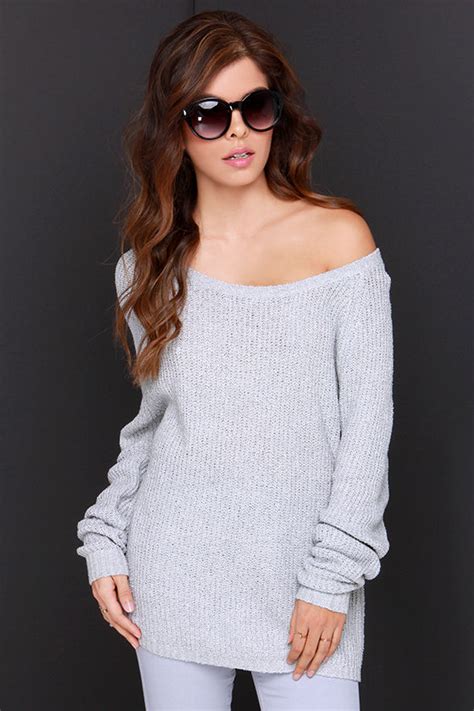 Cute Grey Sweater Oversized Sweater Terry Knit Sweater 4400 Lulus