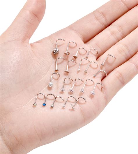 20g Nose Rings Studs 316 L Stainless Steel Nose Studs Cz Heart