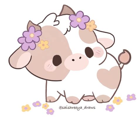 Kawaii Cow 🐮 Cute Animal Drawings Kawaii Cute Cartoon Drawings Cute