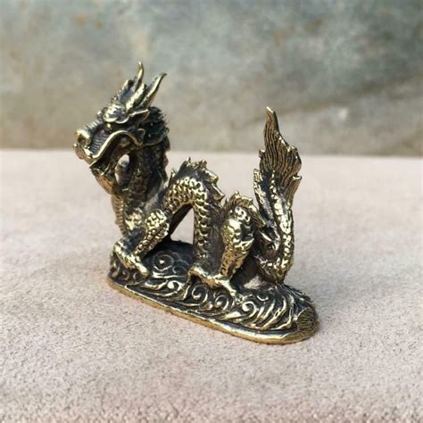 Brass Dragon Statue Finely Detailed Dragon Statuette Tibetan Dragon