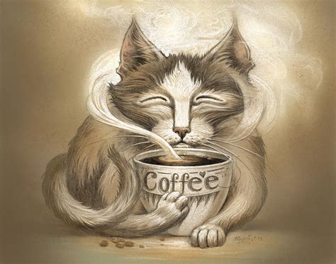 Coffee Cat Painting By Jeff Haynie