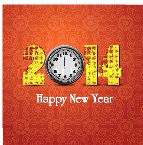 Happy New Year With Clock Stock Vector Colourbox