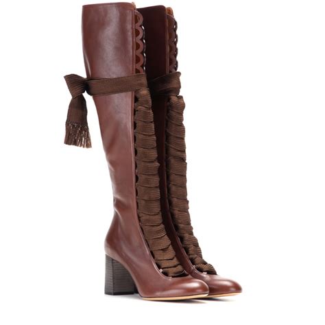 Please let me know what color of laces you would prefer as there are light brown and dark brown. Lyst - Chloé Knee-High Leather Lace-Up Boots in Brown