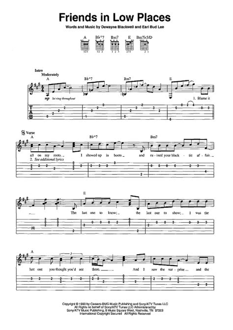 Are you starting to learn to play guitar? Friends In Low Places | Friends in low places, Guitar sheet music, Violin sheet music