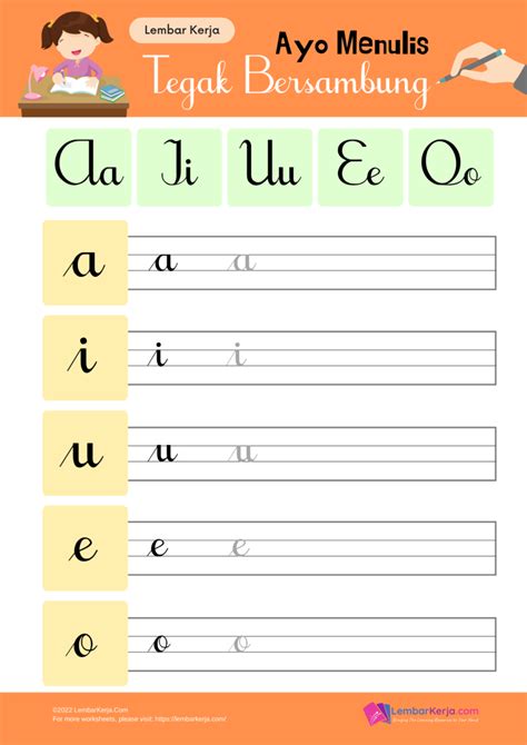 Menulis Tegak Bersambung Huruf Vokal Lembarkerjacom