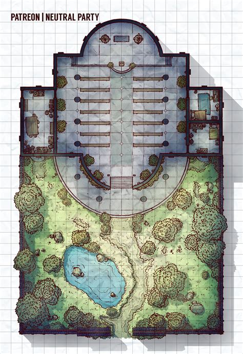 Oc Art Garden Temple Battlemap Dnd Dungeon Maps Tabletop Rpg