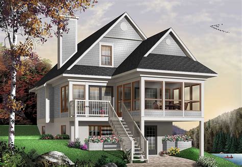 Four Seasons Sloping Lot Cottage 2107dr Architectural Designs