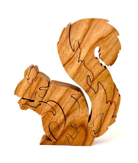 Wooden Squirrel Puzzle Etsy
