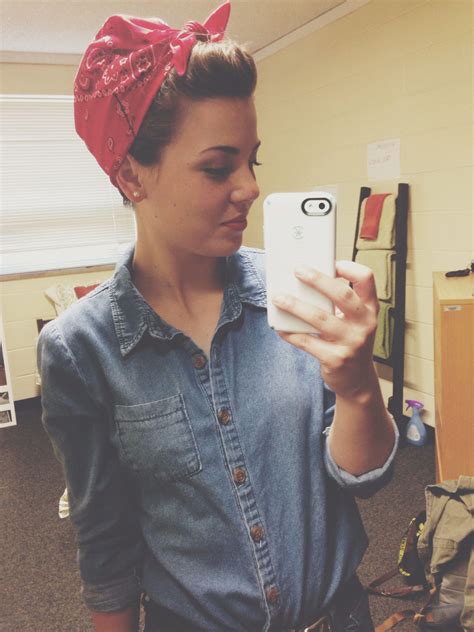 rosie the riveter with her cutsie updo hair rosie the riveter hair rosie the riveter costume