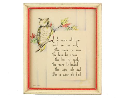 Vintage Wise Old Owl Poem Small Print Buzza Motto Free Etsy In 2021