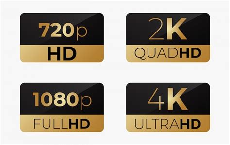 4k Ultrahd 2k Quadhd 1080 Fullhd And 720 Hd Stikers Vector